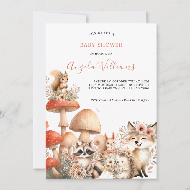 Cute Woodland Animal Baby Shower Invitation (Front)