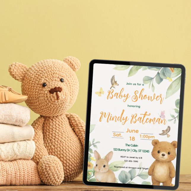 Cute Woodland animal baby shower Invitation (Creator Uploaded)