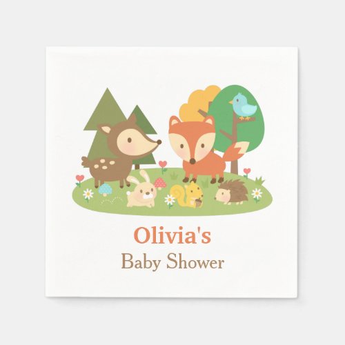 Cute Woodland Animal Baby Shower Party Supplies Napkins