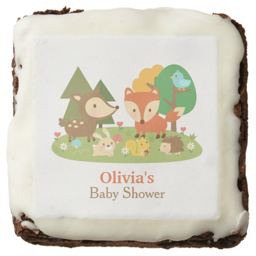 Cute Woodland Animal Baby Shower Party Treats Brownie