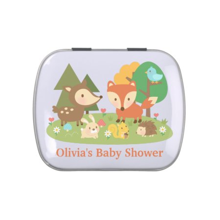 Cute Woodland Animal Baby Shower Party Treats Candy Tin