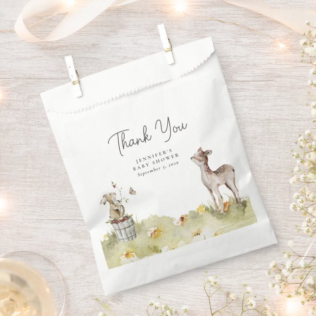 Cute Woodland Animal Baby Shower Thank You Favor Bag (Clipped)