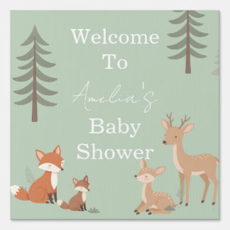 Cute Woodland Animal Baby Shower Welcome Yard Sign