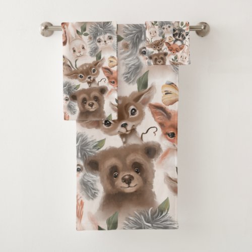 Cute Woodland Animal  Bath Towel Set