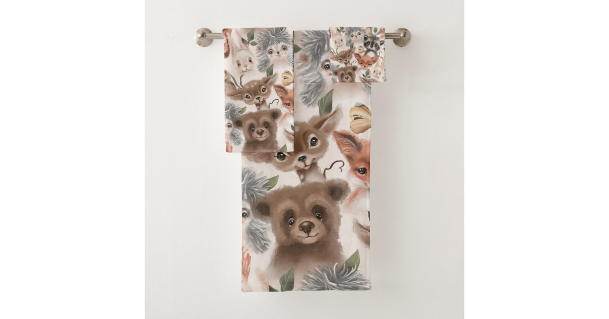 Cute Woodland Animal Bath Towel Set Zazzle