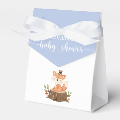 Cute Woodland Animal Blue Baby Boy Shower Favor Boxes