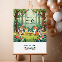 Cute Woodland Animal Child Birthday Foam Board