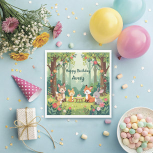 Cute Woodland Animal Child Birthday Napkins
