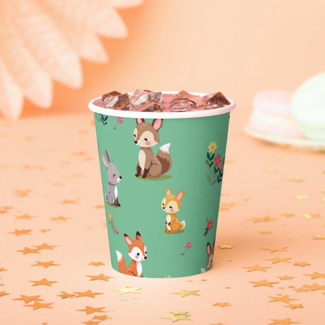Cute Woodland Animal Child Birthday Paper Cups (Creator Uploaded)