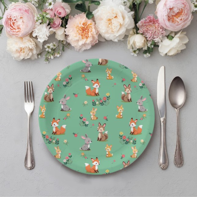 Cute Woodland Animal Child Birthday Paper Plates (Creator Uploaded)