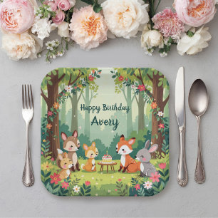 Cute Woodland Animal Child Birthday Paper Plates