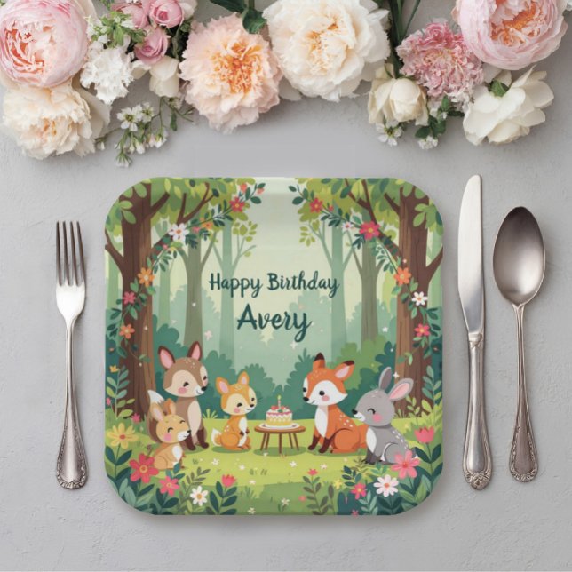 Cute Woodland Animal Child Birthday Paper Plates (Creator Uploaded)