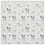 Cute Woodland Animal Doodle Pattern Fabric