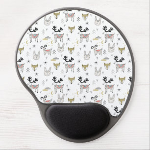 Cute Woodland Animal Doodle Pattern Gel Mouse Pad