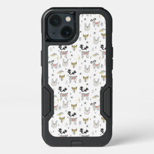 Cute Woodland Animal Doodle Pattern iPhone 13 Case