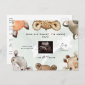 Cute Woodland Animal Ears Ultrasound Baby Shower Invitation Postcard (Front/Back)