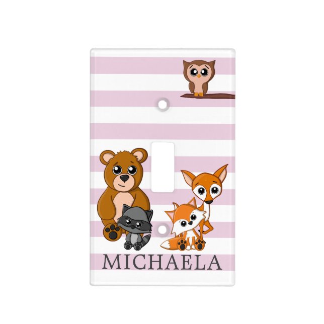Cute Woodland Animal Forest Baby Nursery Light Switch Cover (Front)