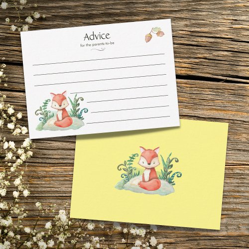 Cute Woodland Animal Fox Baby Shower Advice Card