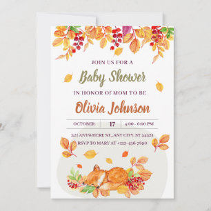 Cute Woodland Animal fox Baby Shower Invitation