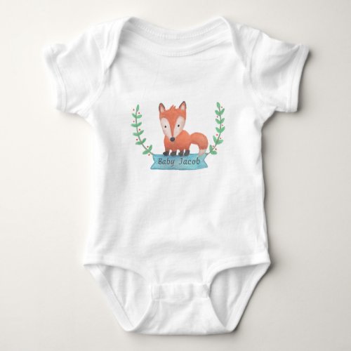 Cute Woodland Animal Fox For Babies Baby Bodysuit