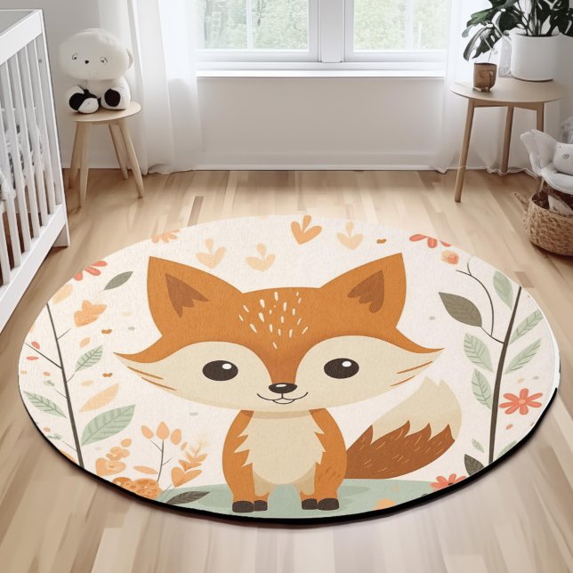 Cute Woodland Animal Fox, Gender Neutral Nursery Rug (Woodland Animal Fox, gender Neutral Nursery Area Rugs,
)