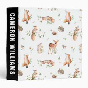 Cute Woodland Animal Friends Pattern 3 Ring Binder