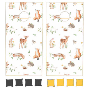 Cute Woodland Animal Friends Pattern Cornhole Set