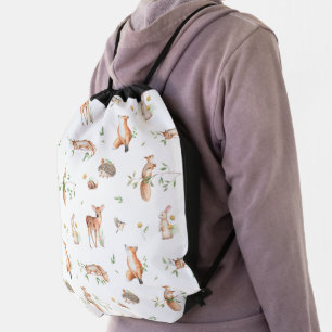 Cute Woodland Animal Friends Pattern Drawstring Bag