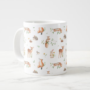 Cute Woodland Animal Friends Pattern Giant Coffee Mug