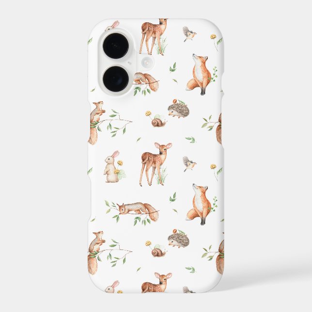 Cute Woodland Animal Friends Pattern iPhone Case (Back)
