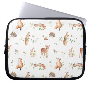 Cute Woodland Animal Friends Pattern Laptop Sleeve