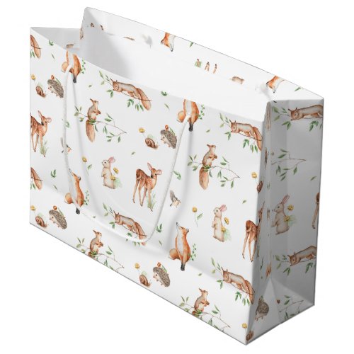 Cute Woodland Animal Friends Pattern Large Gift Bag