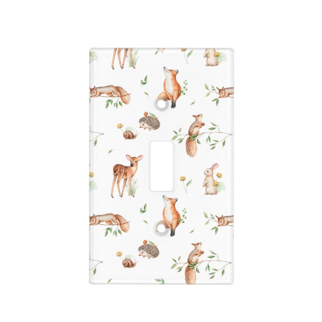 Cute Woodland Animal Friends Pattern Light Switch Cover (Front)