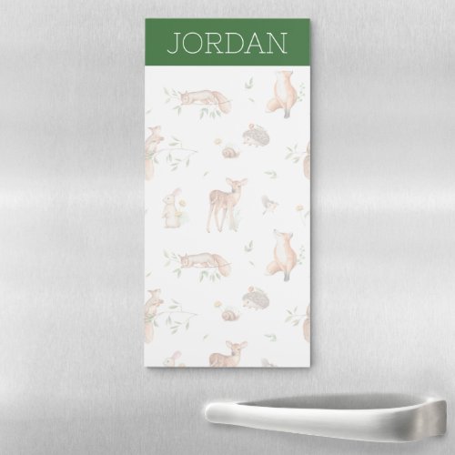 Cute Woodland Animal Friends Pattern Magnetic Notepad