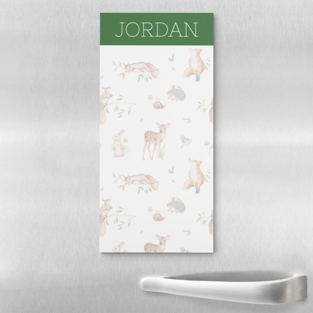 Cute Woodland Animal Friends Pattern Magnetic Notepad (In Situ)
