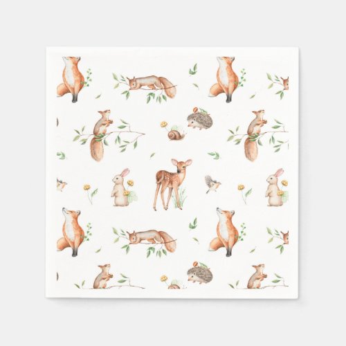 Cute Woodland Animal Friends Pattern Napkins