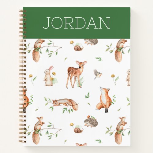 Cute Woodland Animal Friends Pattern Notebook