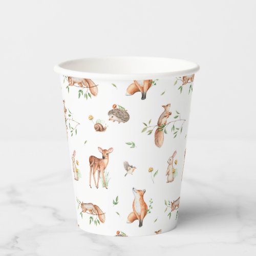 Cute Woodland Animal Friends Pattern Paper Cups