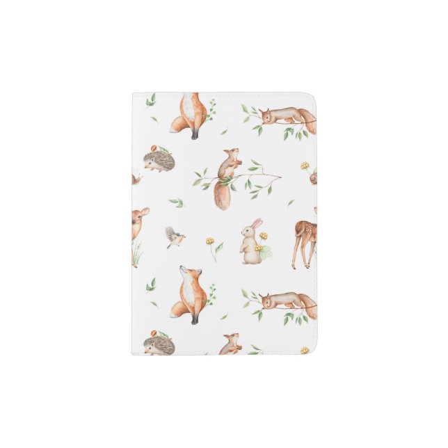 Cute Woodland Animal Friends Pattern Passport Holder (Front)