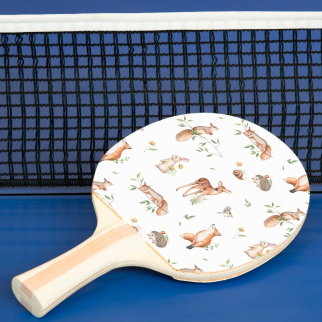 Cute Woodland Animal Friends Pattern Ping Pong Paddle (Insitu)