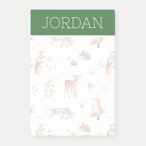 Cute Woodland Animal Friends Pattern Post_it Notes