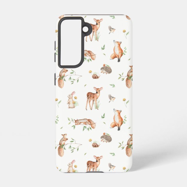 Cute Woodland Animal Friends Pattern Samsung Galaxy Case (Back)