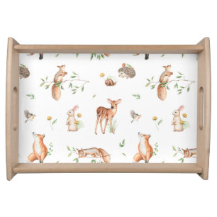 Cute Woodland Animal Friends Pattern Serving Tray