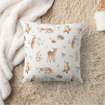 Cute Woodland Animal Friends Pattern Throw Pillow