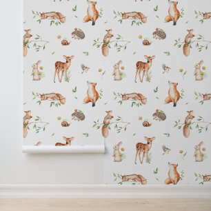 Cute Woodland Animal Friends Pattern Wallpaper