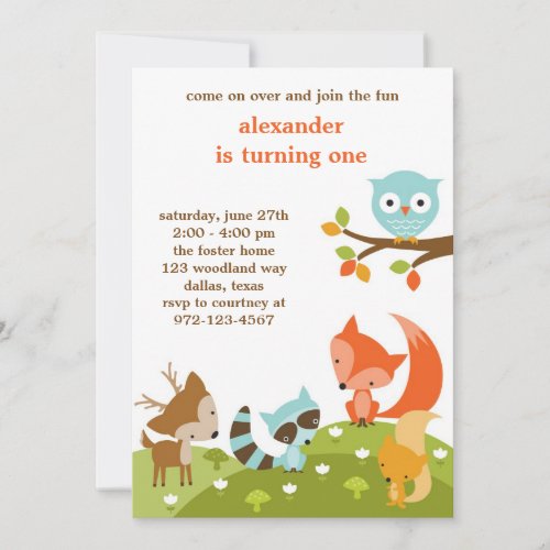 Cute Woodland Animal Invitations