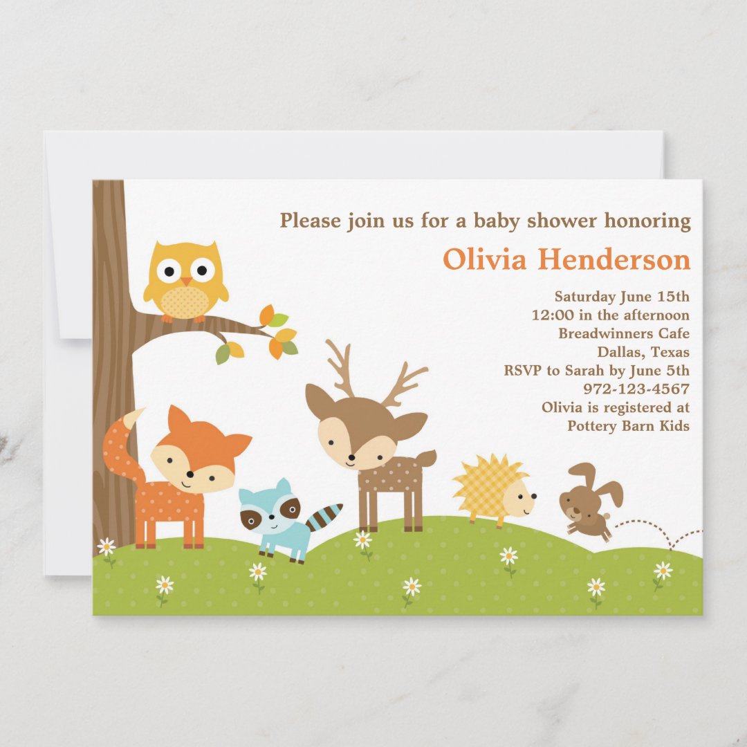 Cute Woodland Animal Invitations | Zazzle