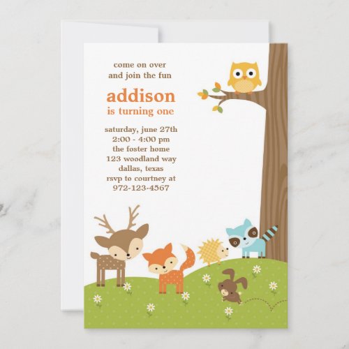 Cute Woodland Animal Invitations