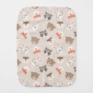 Cute Woodland Animal Kids Pattern Baby Burp Cloth
