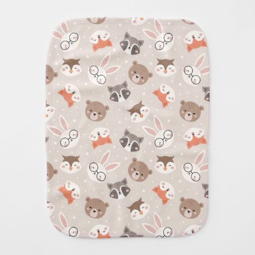 Cute Woodland Animal Kids Pattern Baby Burp Cloth